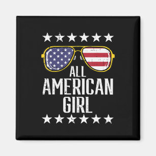 US Flag Sunglasses American All Girl Memorial Day  Magnet