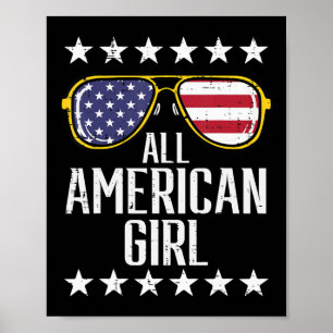 US Flag Sunglasses American All Girl Memorial Day  Poster