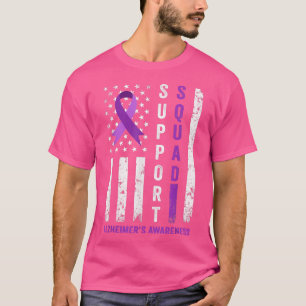 US Flag Support Squad Purple Ribbon Alzheimer's Aw T-Shirt