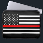 US Flag Thin Red Line Graphic Laptop Sleeve<br><div class="desc">The symbolic Thin Red Line on a US flag as a show of support to firefighters and a gift idea for award, graduation, memorial, and remembrance occasions. Use the "Contact this Designer" link to contact us with your special design requests or for some assistance with any of your customization needs....</div>