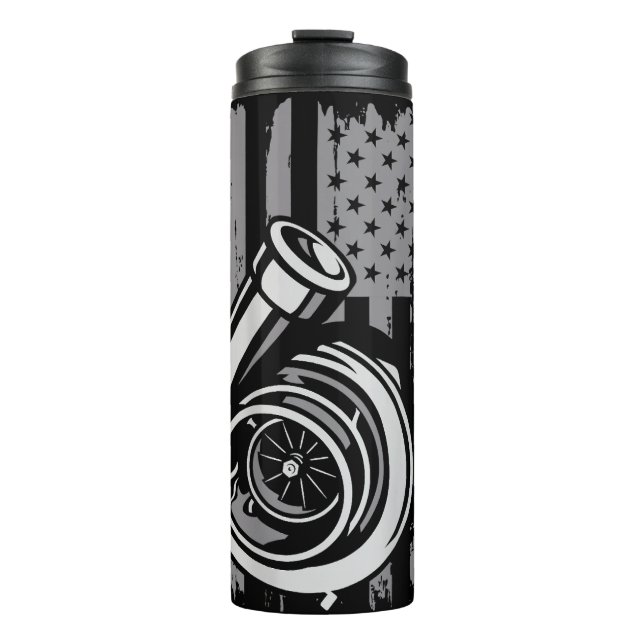 US Flag Tuner Car Guy Car Enthusiast Racing Drifti Thermal Tumbler (Front)