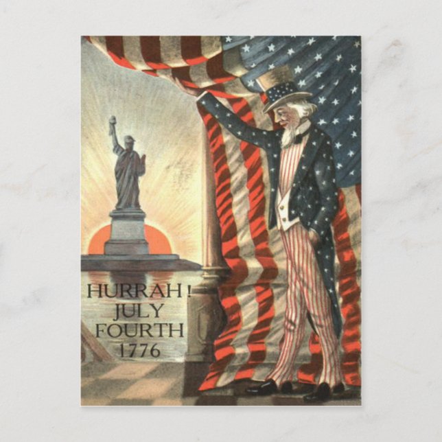 US Flag Uncle Sam Statue of Liberty Postcard (Front)