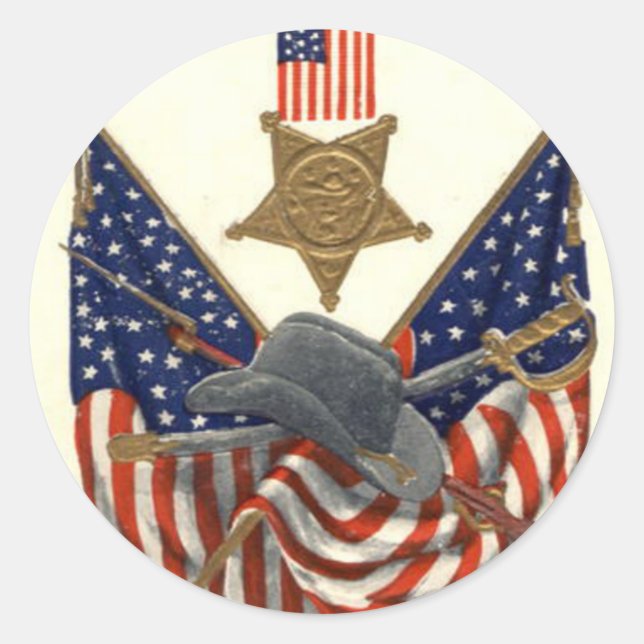 US Flag Union Civil War Medal Eagle Classic Round Sticker (Front)