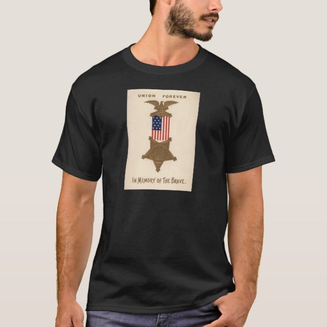 US Flag Union Civil War Medal Eagle T-Shirt (Front)