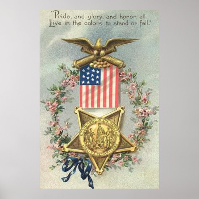 US Flag Union Civil War Medal Eagle Wreath Poster (Front)