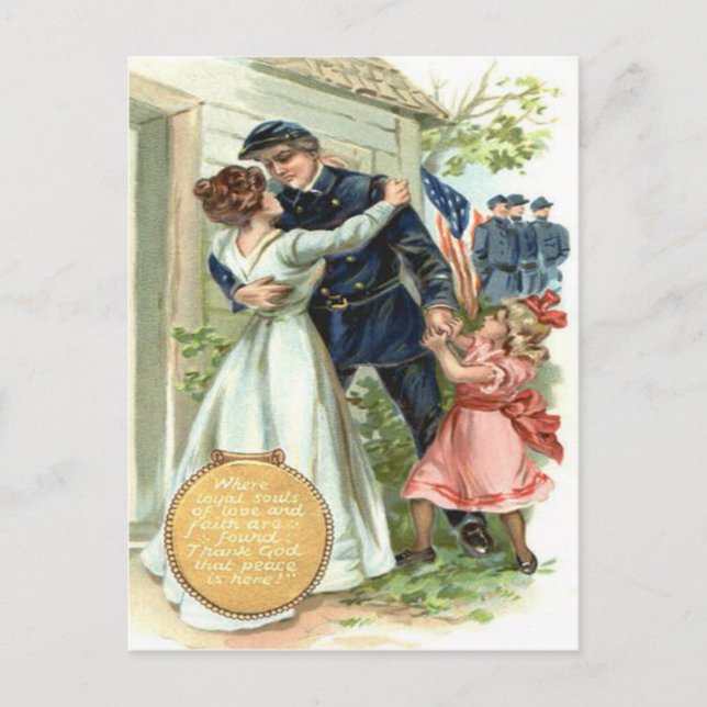 US Flag Union Civil War Soldier Home Postcard (Front)