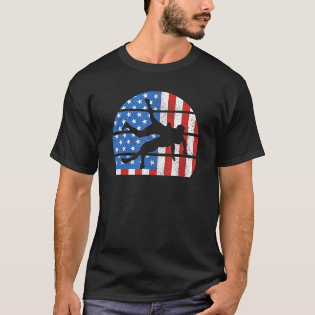 US Flag USA Wrestler American Flag Wrestle Men Boy T-Shirt (Front)