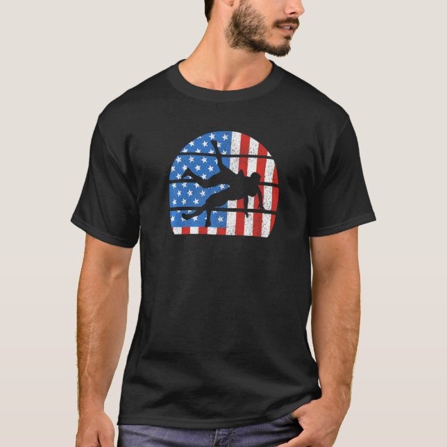 US Flag USA Wrestler American Flag Wrestle Men Boy T-Shirt (Front)