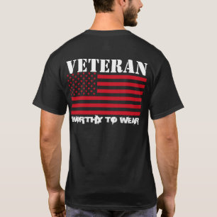 US Flag USMC RED - Veteran - Worthy To Wear T-Shirt
