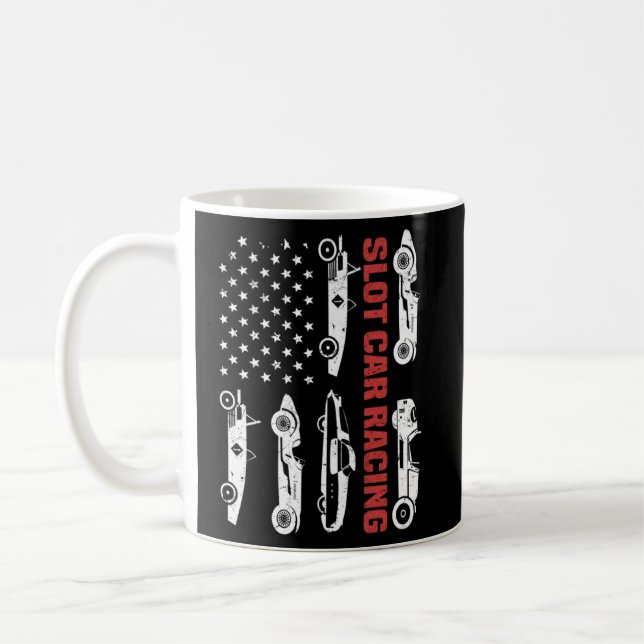 US Flag Vintage Slot Car Racing  Coffee Mug (Left)