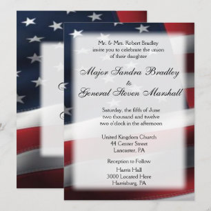 US Flag Wedding & Reception Invitations 5.5" x 7.5