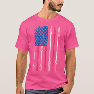 Us Flag Weightlifting Patriotic Barbell Workout Ex T-Shirt