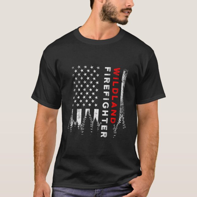 Us Flag Wildland Firefighter T-Shirt (Front)