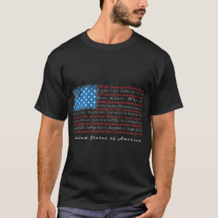 US Flag with Constitution Preamble and Pledge of A T-Shirt