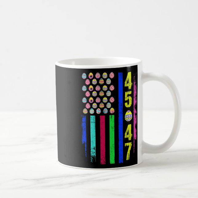 Us Flag With Eggs Funny Trump 45 47 Easter Day 1  Coffee Mug (Right)