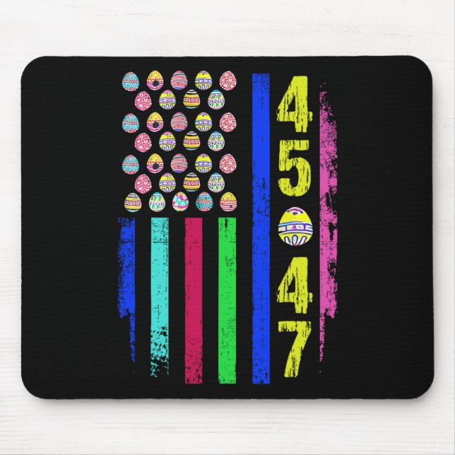 Us Flag With Eggs Funny Trump 45 47 Easter Day 1  Mouse Mat (Front)