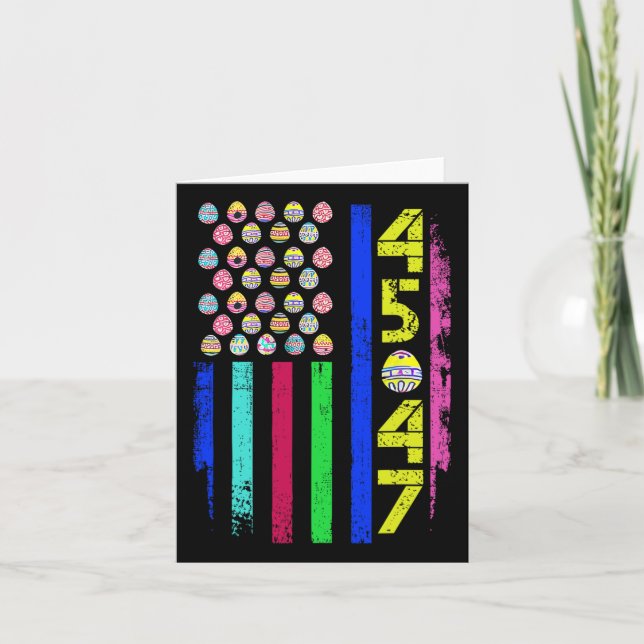 Us Flag With Eggs Funny Trump 45 47 Easter Day 2  Card (Front)