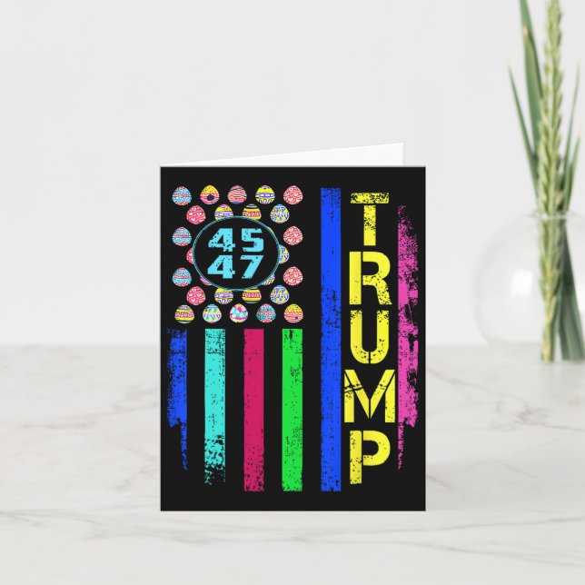 Us Flag With Eggs Funny Trump 45 47 Easter Day  Card (Front)
