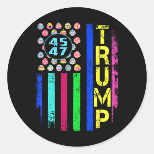 Us Flag With Eggs Funny Trump 45 47 Easter Day Classic Round Sticker