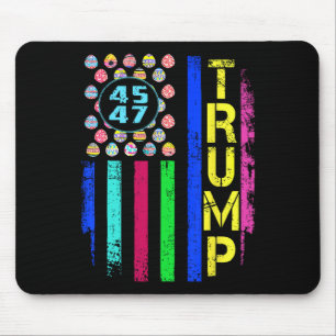 Us Flag With Eggs Funny Trump 45 47 Easter Day Mouse Mat