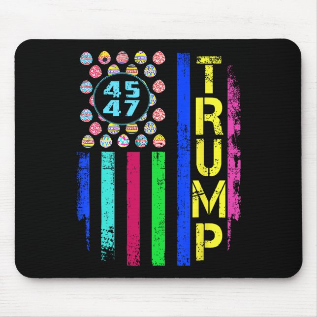 Us Flag With Eggs Funny Trump 45 47 Easter Day  Mouse Mat (Front)