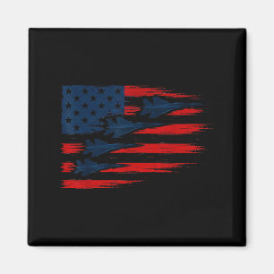 Us Flag With Fighter Jets Patriotic Airshow Magnet