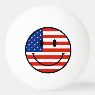 US Flag With Smiling Face Ping Pong Ball