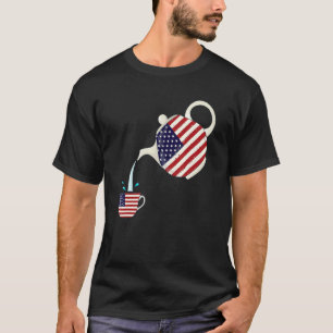 Us Flag With Teapot & Teacup T-Shirt