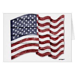 US Flag with wood grain