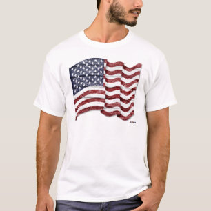 US Flag with wood grain T-Shirt
