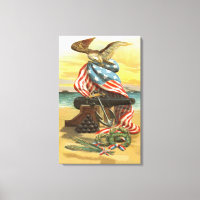 US Flag Wreath Beach Cannon Anchor Eagle
