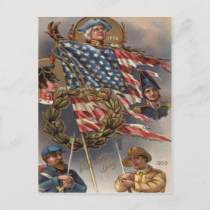 US Flag Wreath Military Memorial Day Postcard