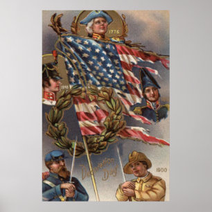 US Flag Wreath Military Memorial Day Poster