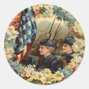US Flag Wreath Parade March Civil War Classic Round Sticker
