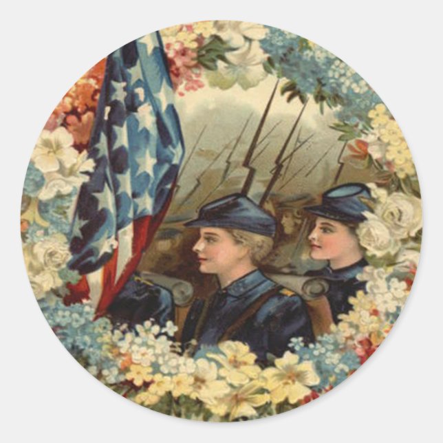 US Flag Wreath Parade March Civil War Classic Round Sticker (Front)