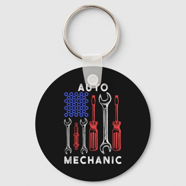 US Flag Wrench Screwdriver Workshop Mechanic Gift Key Ring (Front)