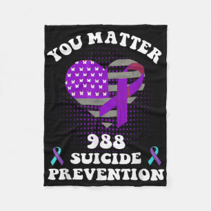 Us Flag You 988 Suicide Prevention Awareness Ribbo Fleece Blanket