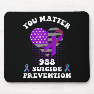 Us Flag You 988 Suicide Prevention Awareness Ribbo Mouse Mat