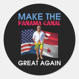 Us Flags Donald Trump Make The Panama Canal Great  Classic Round Sticker