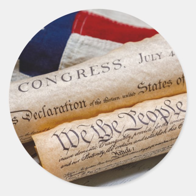 US Founding Documents Classic Round Sticker (Front)