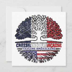 US French France America Tree Roots Flag Card