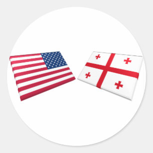 US & Georgia Republic Flags Classic Round Sticker