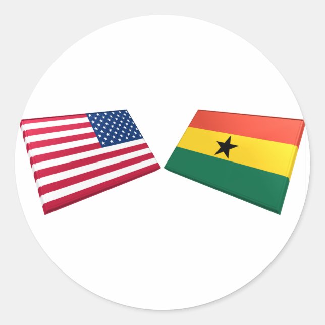 US & Ghana Flags Classic Round Sticker (Front)