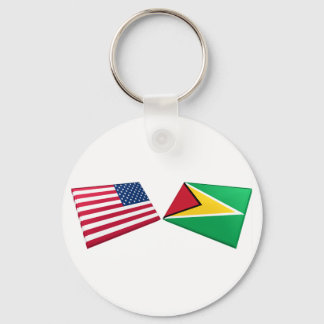 US & Guyana Flags Key Ring