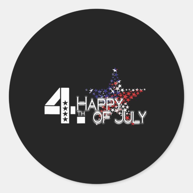 Us Happy Independence Day 4th July Star Flag For W Classic Round Sticker (Front)