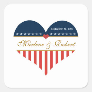 US Heart Flag Military Wedding Custom Stickers