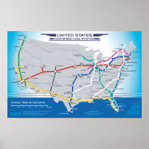 US High Speed Rail - scroll down for updated map Poster
