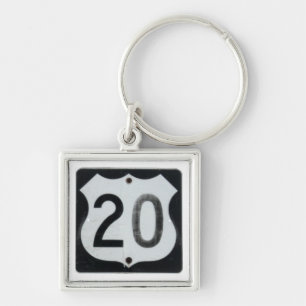 US Highway 20 Road Sign Keychain