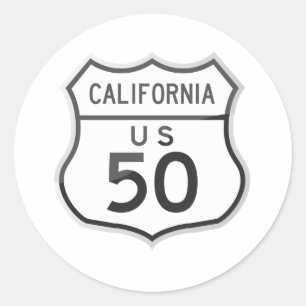 US Highway 50 California Road Trip Classic Round Sticker