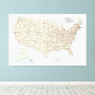 US Highways Road Map American United States 60x40  Photo Print